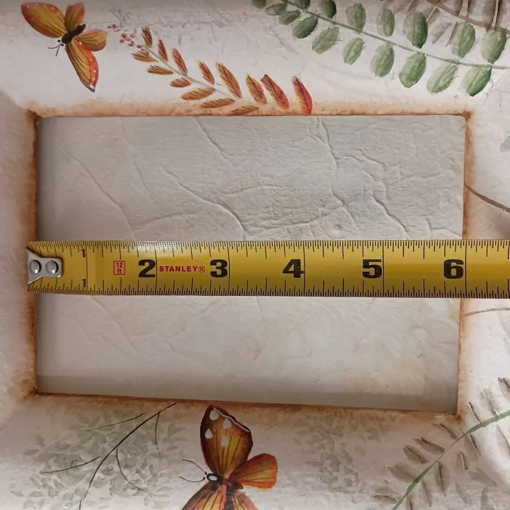 Butterfly Paper Mache' Photo Frame Cottagecore Fairy Garden Vintage 90s Painted.